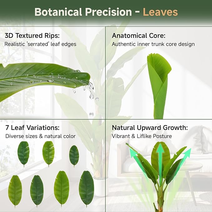 8ft Artificial Banana Tree Extra Tall Fake Plants Indoor for Living Room Large Faux Tree High End Realistic Floor Plant Big Silk Tree for Home Office Pet Friendly Large Indoor Plant Tropical Decor