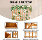 Outvita 72" H Outdoor Raised Garden Bed with Trellis & Roof, Wood Planter Box Equipped with Drainage for Vine Climbing Plants and Flowers Herbs in Balcony, Garden, Patio(Orange)