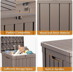PatioZen 50 Gallon Resin Deck Box, Lockable Patio Outdoor Storage Box for Furniture, Garden Tools and Tools Storage, Waterproof Outside Storage Boxes - Grey