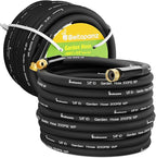100 ft Garden Hose, 5/8 in Heavy Duty Water Hose, Flexible and Durable, Lightweight Rubber Hybrid Hose, Leak-Free Connections, Male to Female 3/4'' Brass Fittings for Patio, Lawn, Black