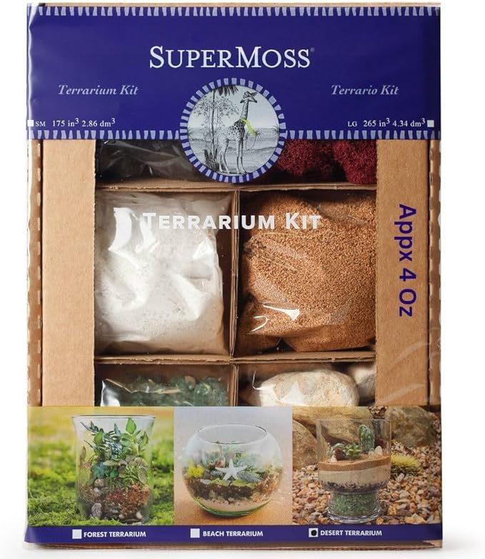 SuperMoss (90424) Desert Terrarium DIY Kit – Build Your Own Mini Desert Garden – Perfect Home Decor and Thoughtful Gifts for Plant Lovers, Appx 4 Oz