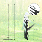 63'' Bow Rake Heavy Duty Garden Rake with Stainless Steel Handle, Tines Metal Head Rake Tool for Loosening Soil Gathering Leaf Leveling Lawn Farming Land Management Yarn Thatch Rake