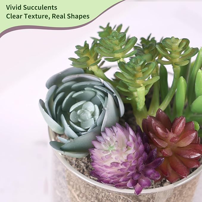 CEWOR 14pcs Fake Succulents Unpotted Realistic Textured Succulent Plants Mini Artificial Succulent Plants Faux, Premium Decor for DIY Crafting Home Floral Wall Garden Arrangement Office Decoration