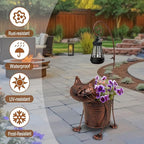 Solar Lights Outdoor with Planter Pot,Metal Cat Solar Lamp Post with Planter Base Outdoor Decorative for Yard,Porch,Patio,Floor Light with Garden Pots