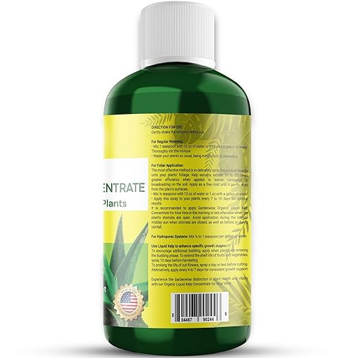GARDENWISE Organic Premium Kelp Seaweed Fertilizer - Liquid Hydroponics Fertilizer - Liquid Plant Food - Nutrient-Rich Soil Enhancer - Natural Plant Food for Aloe Vera (16 OZ)