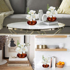 Oairse White Orchids Artificial Flowers Faux Orchids Arrangement in Amber Glass Vases Set of 3 Real Touch Phalaenopsis Orchid Flowers Small Fake Orchid Centerpiece for Dining Room Table