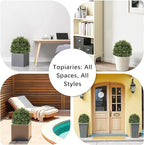 27“ Realistic Artificial Boxwood Topiary Trees Set of 2, Faux Plants Outdoor UV-Resistant, Fake Evergreen Bushes & Shrubs for Front Porch Outside Planter Decor