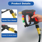 DUSICHIN Garden Hose Connector Pressure Washer Gun to Water Garden Hose Adapter, 3/4 INCHES GHT Male And Female to Power Washer Wand Handle M22 Female Fitting 3/4" GHT To M22 Joint DUS2623