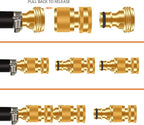 Garden Water Pipe Quick Connect, No-Leak 3/4 Inch GHT Thread Fitting Water Hose Female Adapter, Heavy-Duty Rust Resistant Brass Water Pipe Connector, Easy to Use (2 Female Connect ）