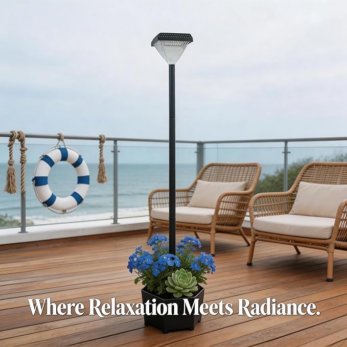 54" Solar Lamp Post with Planter, Outdoor Solar Post Lights - IP44 Waterproof, Diamond Lamp Head Design, White Lights Dusk to Dawn 6-8Hr, Easy Install for Lawn, Patio, Porch, Yard & Pathway Decor