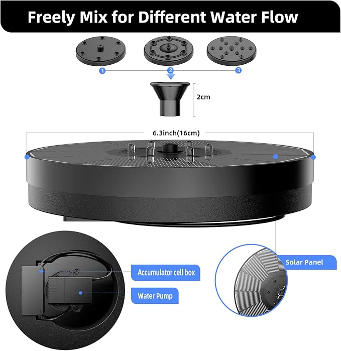 Solar Powered Fountain 4W Bird Bath Fountains Pump Upgraded Glass Panel Fountains with Color LED Lights 7 Nozzles & 4 Fixers for Garden Small Pond Outdoor Swimming Pool Fish Tank
