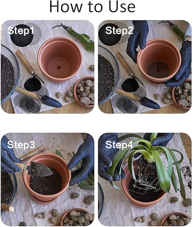 100 Pcs Round Mesh Pad for Flower Plant Pot Hole, Anti Soil Loss Bonsai Pot Bottom Grid Mat Mesh, 2 Size, 50pcs 5cm and 50pcs 10cm