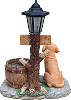 Animal Outdoor Statue Planter Solar Light Welcome Garden Sculpture Resin Flower Pot Decorative Porch Patio Yard Lawn Entryway Figurine with LED Lamp Rustic Plant Holder Ornament Courtyard (B)