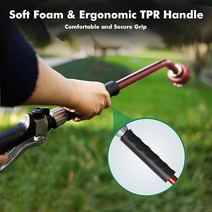 RESTMO Heavy Duty Full Metal Long Watering Wand, 24 Inches Gentle Soft Full Shower Sprayer Wand with Flow Control, Hose Wand for Hanging Baskets, Shrubs, Plants, Flowers, Garden and Lawn, Red