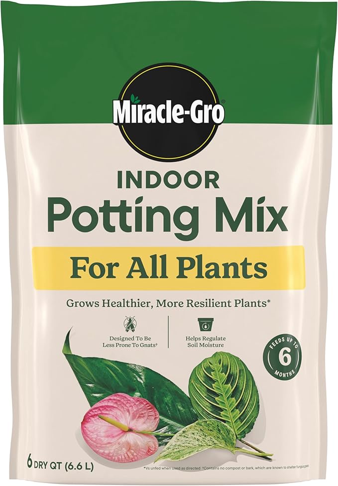 Miracle-Gro Indoor Potting Mix (6 qt.) and Plant Food (8 fl. oz.) for All Plant and Plant Care Leaf Protect & Shine (8 fl. oz.) - Bundle for Growing, Fertilizing, Protecting and Cleaning Houseplants