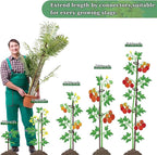 Plant Stakes 17inch &11inch SupKing 16Pcs Adjustable Flower Support Poles Orchid Sticks with Clips for Indoor Outdoor Garden Potted Tomato Rose Amaryllis Vegetables Comes with 20 Ties (Brown)