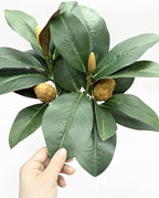 Artificial Magnolia Plants 18 Inch, Fake Magnolia Leaves Stems Faux Greenery Big Leaf Branches Shrubs Houseplant Decor for Indoor Outdoor Home Garden Wedding Table Centerpiece Vase Decoration 2 Pack