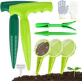 17Pcs Seed Planter Tool with 5-Hole Seed Dispenser & 6.9" Dibber & Succulent Tools Set, Plastic Planting Tools for Sowing, Bulbs, Seedlings-Includes Planting Labels