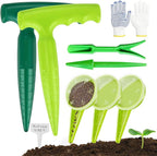 17Pcs Seed Planter Tool with 5-Hole Seed Dispenser & 6.9" Dibber & Succulent Tools Set, Plastic Planting Tools for Sowing, Bulbs, Seedlings-Includes Planting Labels