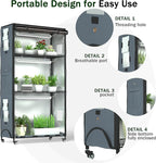Indoor Orchid Greenhouse with Grow Lights, 4-Tier Plant Stand with 3 Full Spectrum T8 Grow Lights, Timer, Thermometer, Ventilation & Wheels, Smoked PVC Cover for Orchid Care and Indoor Gardening