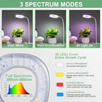 Full Spectrum Grow Lights for Indoor Plants, Clip-on LED Plant Lights for Indoor Growing with Auto On/Off Timing 4/8/12 Hrs, 10 Dimmable Levels, 3 Spectrum Modes & Adjustable Gooseneck (1)