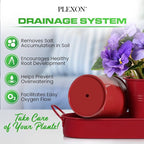 Plexon Herb Planter Indoor Garden Set of 3 with Tray, Metal Herb Pots for Indoor Plants, Round Kitchen Garden Kit Ideal for Windowsill Planter or Countertop, Red Powder Coated