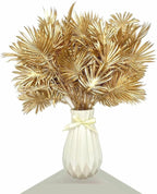 PASYOU Gold Fake Plants, Artificial Flowers Decoration for Christmas Golden Leaves Crafts Plastic Faux Grass Indoor Outdoor Home Garden Wedding Party Room Bedroom Table Centerpiece Decor, 4 Pack