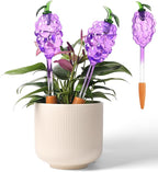 3 Packs Grape Plant Watering Globes with Terracotta Stakes, Glass Self-Watering Planter Insert, Automatic Watering Bulbs for Indoor & Outdoor Plants, Refillable via Top Opening