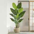 Artificial Bird of Paradise Plant 6Ft Tall Fake Tropical Palm Tree Large Fake Plants with 13 Silk Banana Leaves Faux Plant Indoor Decor Trees with White Pot for Home Bedroom Living Room Office