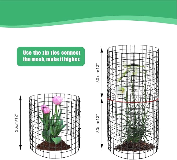 Eunika 18 Pcs Round Plant Protector from Animals, 6 Pack 12" x 12" Metal Mesh to Keep Animals Out Wire Plant Protectors for Rabbits Chicken Bunny Barricades for Garden Vegetable Flowers Protection
