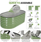 G GOOD GAIN Raised Garden Beds - 4x2x1.4ft Galvanized Planter Boxes Kit with Protective Tape & Gloves & Tools | Oval Metal Outdoor Raised Bed for Gardening Vegetables, Fruits, Flowers, Herbs, Oliver