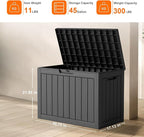 PatioZen 45 Gallon Resin Deck Box, Lockable Patio Outdoor Storage Box for Furniture, Garden Tools and Tools Storage, Waterproof Outside Storage Boxes - Black