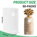 GREANER 50 Packs Mushroom Grow Bag, 6 Mil Spawn Bags for Growing, 0.2 Micron Filter Breathable-Large Size Autoclavable Bags（8"x5"x20"）