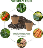 INCIKITI 40Pcs 3.15 Inch Peat Pots, Biodegradable Eco-Friendly Round Plant Seedling Starters Kit, Seed Germination Trays with 10 Labels for Flower Vegetable Tomato Saplings & Herb Germination, Khaki