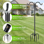 Gtongoko Double Shepherds Hook for Outdoor, 63 Inch Heavy Duty Bird Feeder Pole 5/8 Inch Thick Garden Hooks for Hanging Hummingbird Feeder, Plant Baskets, Solar Light Lanterns, 1 Pack