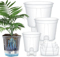 Wonderjune Self Watering Pots for Indoor Plants with Deep Reservoir and High Drainage Holes for Outdoor Plants and Flowers, Bare Root Planter(4.72'', 5.91'', 7.09'',Clear,3 Pcs)