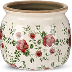 Vintage Planter Large Ceramic Plants Pot Red Plum Crack Cottage Scroll Vase Flower Vase Pot Indoor Plants Home Kitchen Decor Farmhouse Antique Decorative Gift