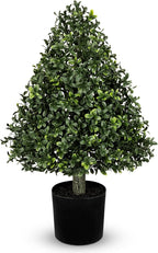 Briful Faux Boxwood Topiary Shrub in Black Pot, 23.6in Topiary Trees Artificial Outdoor Fake Boxwood Topiary Plant for Front Porch Decor Garden Yard Entrance Home Decor
