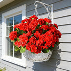 Fake Outdoor Flowers, Artificial Flowers For Outdoors, Red Artificial Geraniums Plastic Flowers, Fake Plant For Outside, Silk Faux Flowers For Outdoor Planters UV Resistant For Front Porch（4 Pcs)