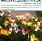 TONULAX Solar Garden Lights - 6 Pack Swaying Butterfly Light, Swaying in The Wind, Solar Outdoor Lights, Yard Patio Pathway Decoration, High Flexibility Iron Wire & Realistic Butterflies (6 Pack)