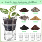 30 Pcak 2.2'' Small Self Watering Pots for Indoor Plants Mini Clear Pots with Water Level Indicator Plastic Automatic-Watering Pot with Drainage Holes for Semi-hydroponic African Violet
