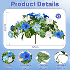 Artificial Flowers Plants for Outdoors, 6PCS UV Resistant Faux Flowers Outdoor Plants, Fake Petunias Silk Flowers for Garden Balcony Yard Porch Decor (White Blue)