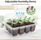 MIXC 10 Packs Seed Starter Tray Seed Starter Kit with Humidity Dome (120 Cells Total Tray) Seed Starting Trays Plant Starter Kit and Base Mini Greenhouse Germination Kit for Seeds Growing Starting