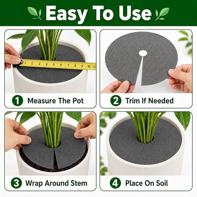 10 Pcs Plant Pot Grids,12 Inch Plant Soil Covers, Round Protectors for Indoor Plants, Plant Protector from Cats Indoor, Adjustable for Various Pot Sizes