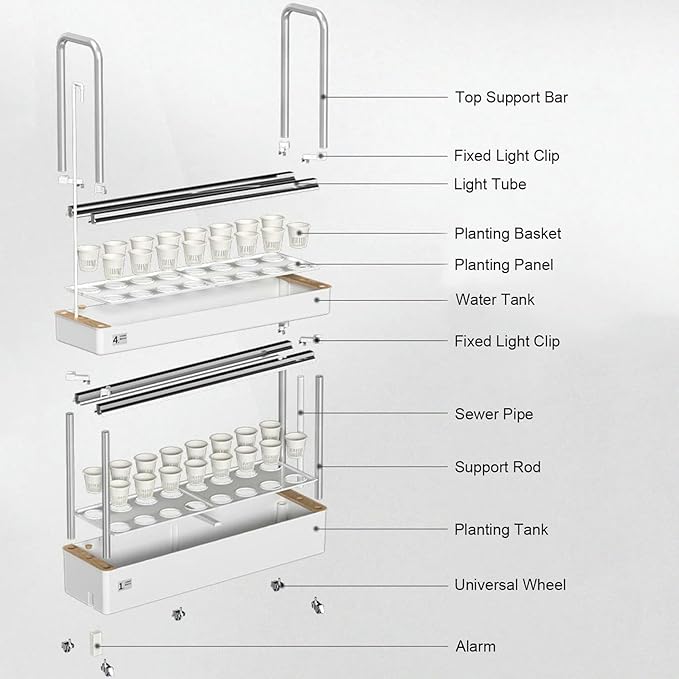 FLTRGO Indoor Garden Hydroponic Growing System,3/4 Tier Hydroponics Tower Set,Hydroponic Planter,Plant Vertical Hydroponics,Suitable for Planting Leafy Vegetables,Stem Vegetables