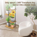 LASZOLA Black 5 Tiered Wood Plant Stand Indoor for Larger Heavy Duty Planter, Sturdy Multi Level Vertical Flowers Racks for Narrow Inside Floor, Decorate Shelving for Hold House Tree, Space Saving