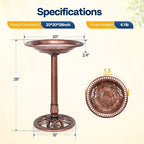 VIVOHOME Bird Bath for Outside, Polyresin Pedestal Bird Baths for Outdoor, Garden, 28 Inch Height Weather-Resistant Birdbaths with 20" Bowl, Antique Bronze