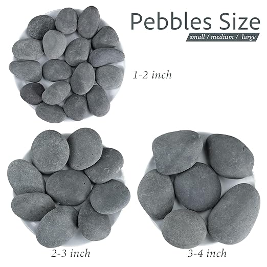 River Rocks, 40lbs Black Pebbles for Indoor Plants, 1-2 Inch Aquarium Rocks, Natural Stones for Landscaping Garden Paving Plant Rocks Crafting Walkways