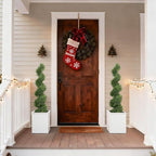 THE BLOOM TIMES 4ft Artificial Topiary Trees Set of 2, 48 inch Faux Cedar Cypress Spiral Topiary Trees Outdoor - Fake Plants for Garden Front Porch Indoor Outside Planter Decor 4 Foot