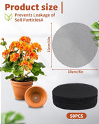 50PCS Flower Pot Hole Mesh Pad, 4 inch Rounds Drainage Hole, Plant Pot Drainage Mat, Plant Potting Mat to Prevent Soil Loss, Gardening Gifts for Friend